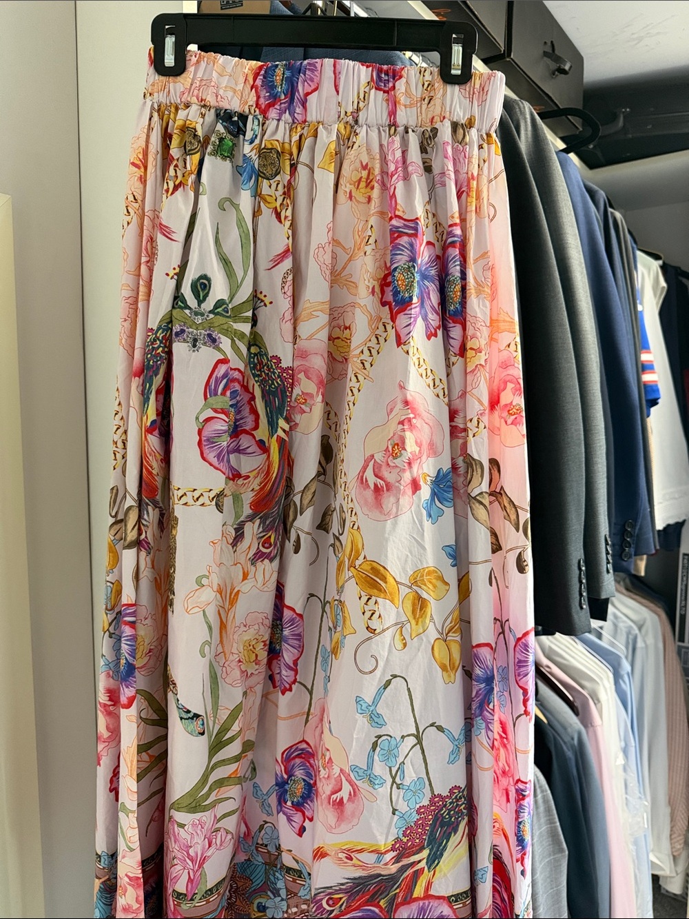 Floral Pleated Maxi Skirt in Pink